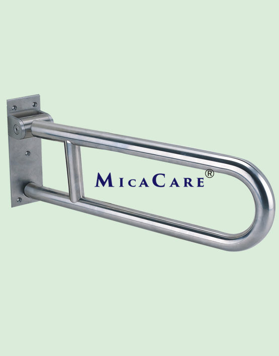 Flip up stainless steel grab bar