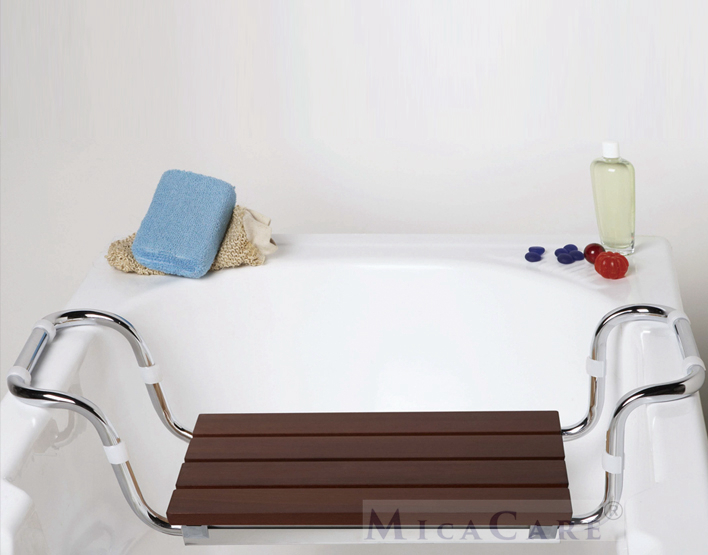 wooden portable bath bench with adjustable width