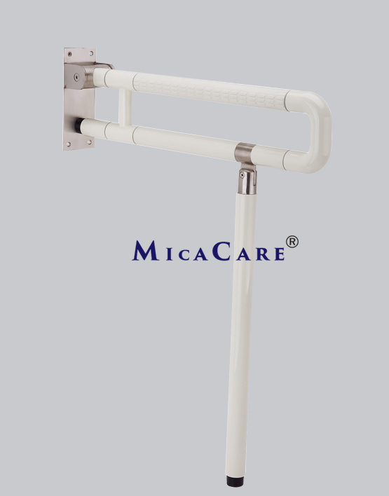 folding grab bar with movable support