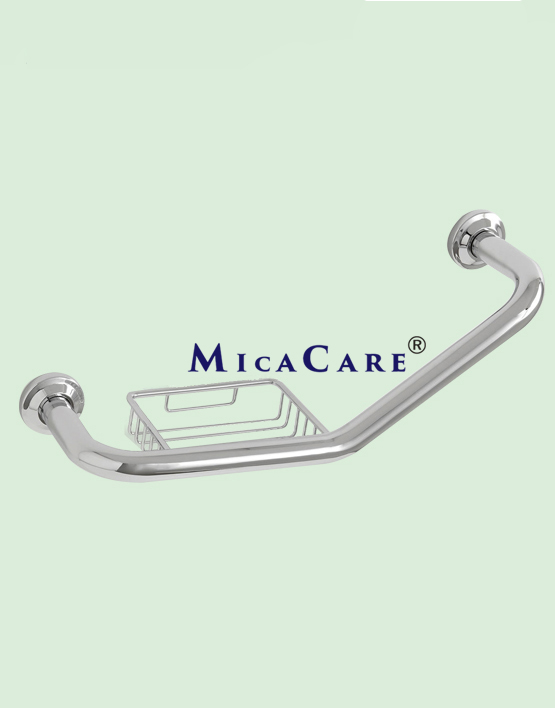 angled grab bar 135° with basket