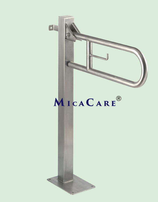 free standing flip up stainless steel grab bar