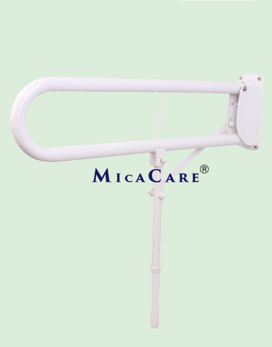 powder coated folding grab rail with movable floor support
